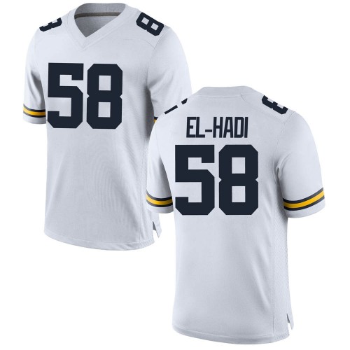 Giovanni El-Hadi Michigan Wolverines Men's NCAA #58 White Game Brand Jordan College Stitched Football Jersey ZSL7454QZ